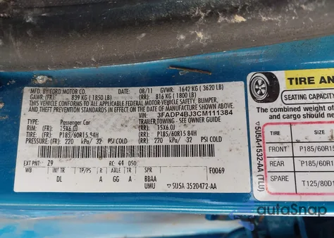 2012 Ford Fiesta Se from USA, damaged, VIN 3FADP4BJ3CM111384